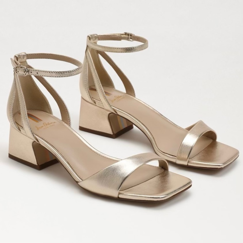 Sam Edelman Champagne Gold Block Heel Sandals